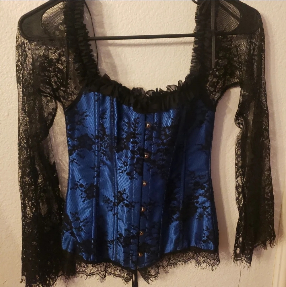 Blue lace corset